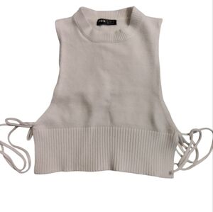 2/$10 SHEIN Sexy Trendy White Sleeveless Knit Sweater Top with drawstring
